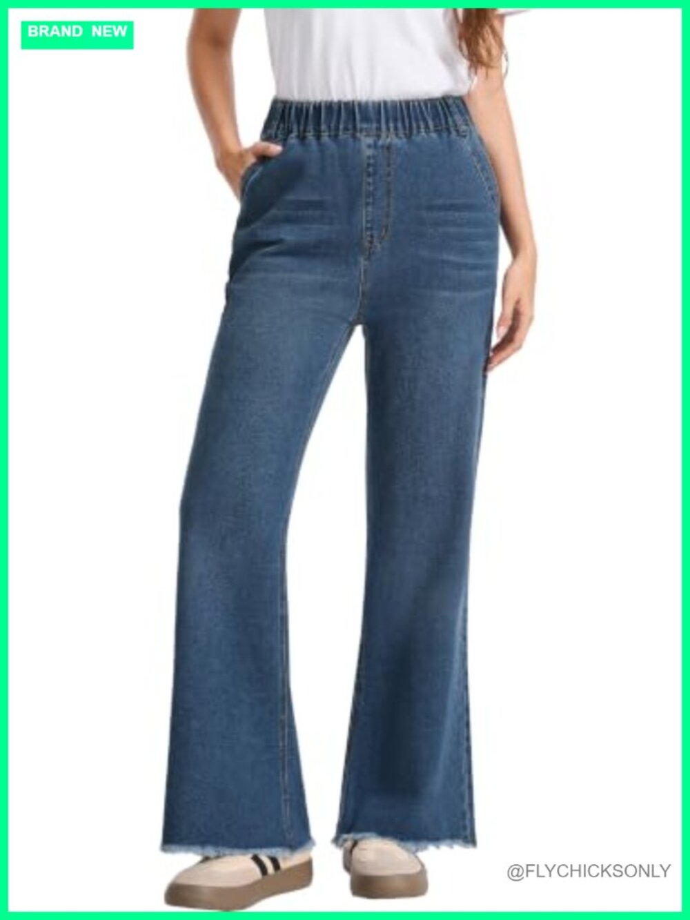 Women's Pull-On Jeans Stretchy High Waisted Flared Denim Pants